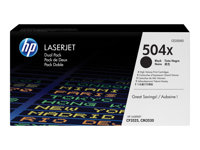 HP 504X - Pack de 2 - à rendement élevé - noir - original - LaserJet - cartouche de toner (CE250XD) - pour Color LaserJet CM3530, CM3530fs, CP3525, CP3525dn, CP3525n, CP3525x, CP3527, CP3529 CE250XD