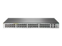 HPE OfficeConnect 1850 48G 4XGT PoE+ 370W - Commutateur - Géré - 24 x 10/100/1000 (PoE+) + 24 x 10/100/1000 + 4 x 10Base-T - flux d'air côte à côte - de bureau, Montable sur rack, fixation murale - PoE+ (370 W) JL173A