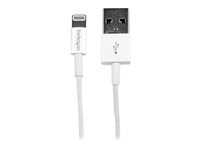 StarTech.com Câble Apple Lightning slim vers USB pour iPhone, iPod, iPad de 1 m - Cordon de charge / synchronisation - M/M - Blanc - Câble Lightning - Lightning (M) pour USB (M) - 1 m - blindé - blanc - pour P/N: HB30C4AFS, ST73007UA, USB2PCARBK, USB2PCARBKS, USBLT2PCARW, USBUB2PCARB USBLT1MWS