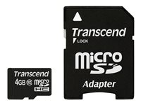 Transcend Premium - Carte mémoire flash (adaptateur microSDHC - SD inclus(e)) - 4 Go - Class 10 - 133x - micro SDHC TS4GUSDHC10