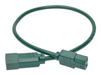 Tripp Lite 2ft Computer Power Extension Cord 10A 18 AWG C14 to C13 Green 2' - Rallonge de câble d'alimentation - IEC 60320 C14 pour IEC 60320 C13 - CA 100-250 V - 10 A - 61 cm - vert P004-002-AGN