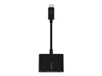 Belkin RockStar - USB-C vers jack de casque / adaptateur de charge - 24 pin USB-C mâle pour jack mini, 24 pin USB-C femelle - Alimentation USB (18 W) F7U080BTBLK