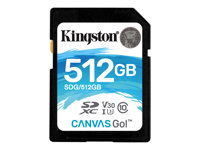 Kingston Canvas Go! - Carte mémoire flash - 512 Go - Video Class V30 / UHS-I U3 / Class10 - SDXC UHS-I SDG/512GB