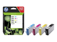 HP 364XL - Pack de 4 - à rendement élevé - noir, jaune, cyan, magenta - original - cartouche d'encre - pour Deskjet 35XX; Photosmart 55XX, 55XX B111, 65XX, 7510 C311, 7520, Wireless B110 N9J74AE