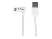 StarTech.com Câble Apple Lightning coudé vers USB de 2 m - Cordon de charge / synchronisation à angle droit ou gauche - Blanc - Câble Lightning - Lightning mâle pour USB mâle - 2 m - double blindage - blanc - connecteur incliné - pour P/N: USB2PCARBK, USB2PCARBKS, USBLT2PCARW, USBUB2PCARB USBLT2MWR