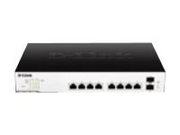 D-Link DGS 1100-10MP - Commutateur - intelligent - 8 x 10/100/1000 (PoE+) + 2 x Gigabit SFP - de bureau - PoE+ (130 W) DGS-1100-10MP