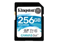 Kingston Canvas Go! - Carte mémoire flash - 256 Go - Video Class V30 / UHS-I U3 / Class10 - SDXC UHS-I SDG/256GB