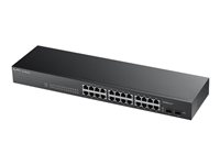 ZyXEL GS1900-24 - Commutateur - intelligent - 24 x 10/100/1000 + 2 x Gigabit SFP - Ordinateur de bureau, Montable sur rack, fixation murale ZY-GS190024