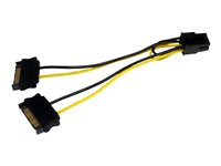 StarTech.com Câble adaptateur d'alimentation pour carte vidéo - 2x SATA vers PCIe 6 broches - 15 cm - Câble d'alimentation - alimentation SATA (M) pour Alimentation PCIe de 6 broches (M) - 15 cm SATPCIEXADAP