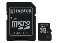 Kingston - Carte mémoire flash (adaptateur microSDHC - SD inclus(e)) - 8 Go - Class 4 - micro SDHC SDC4/8GB