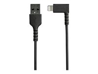 StarTech.com Câble USB-A vers Lightning Noir Robuste 2m Coudé à 90° - Câble de Charge/Synchronisation USB Type A vers Lightning en Fibre Aramide Résistante - Apple MFi - iPhone (RUSBLTMM2MBR) - Câble Lightning - Lightning mâle incliné pour USB mâle - 2 m - double blindage - noir RUSBLTMM2MBR