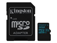 Kingston Canvas Go! - Carte mémoire flash (adaptateur SD inclus(e)) - 32 Go - Video Class V30 / UHS-I U3 / Class10 - microSDHC UHS-I SDCG2/32GB