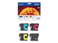 Brother LC980VALBP - Pack de 4 - noir, jaune, cyan, magenta - original - blister - cartouche d'encre - pour Brother DCP-145, 163, 165, 195, 365, 373, 375, 377, MFC-250, 255, 290, 295, 297 LC980VALBP