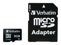 Verbatim - Carte mémoire flash (adaptateur SD inclus(e)) - 8 Go - Class 4 - micro SDHC 43967