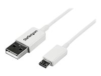 StarTech.com Câble Micro USB 2 m - A vers Micro B - Cordon Micro USB 2.0 - 1x USB A (M) 1x USB Micro B (M) - Blanc 2m - Câble USB - Micro-USB de type B (M) pour USB (M) - USB 2.0 - 2 m - moulé - blanc - pour P/N: USBEXTPAA1MW, USBEXTPAA2MW, USBEXTPAA3MW, USBPAUB1MW, USBPAUB50CMW USBPAUB2MW