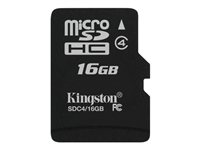 Kingston - Carte mémoire flash - 16 Go - Class 4 - micro SDHC SDC4/16GBSP