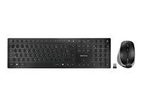 CHERRY DW 9500 SLIM - Ensemble clavier et souris - sans fil - 2.4 GHz, Bluetooth 4.0 - AZERTY - Français - commutateur : CHERRY SX - gris, noir - emballage sans plastique JD-9500FR-2